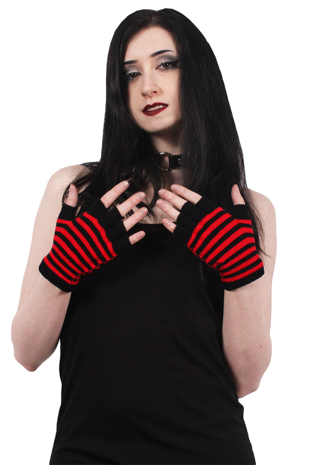 Striped Fingerless Gloves [Multiple Colors Available]
