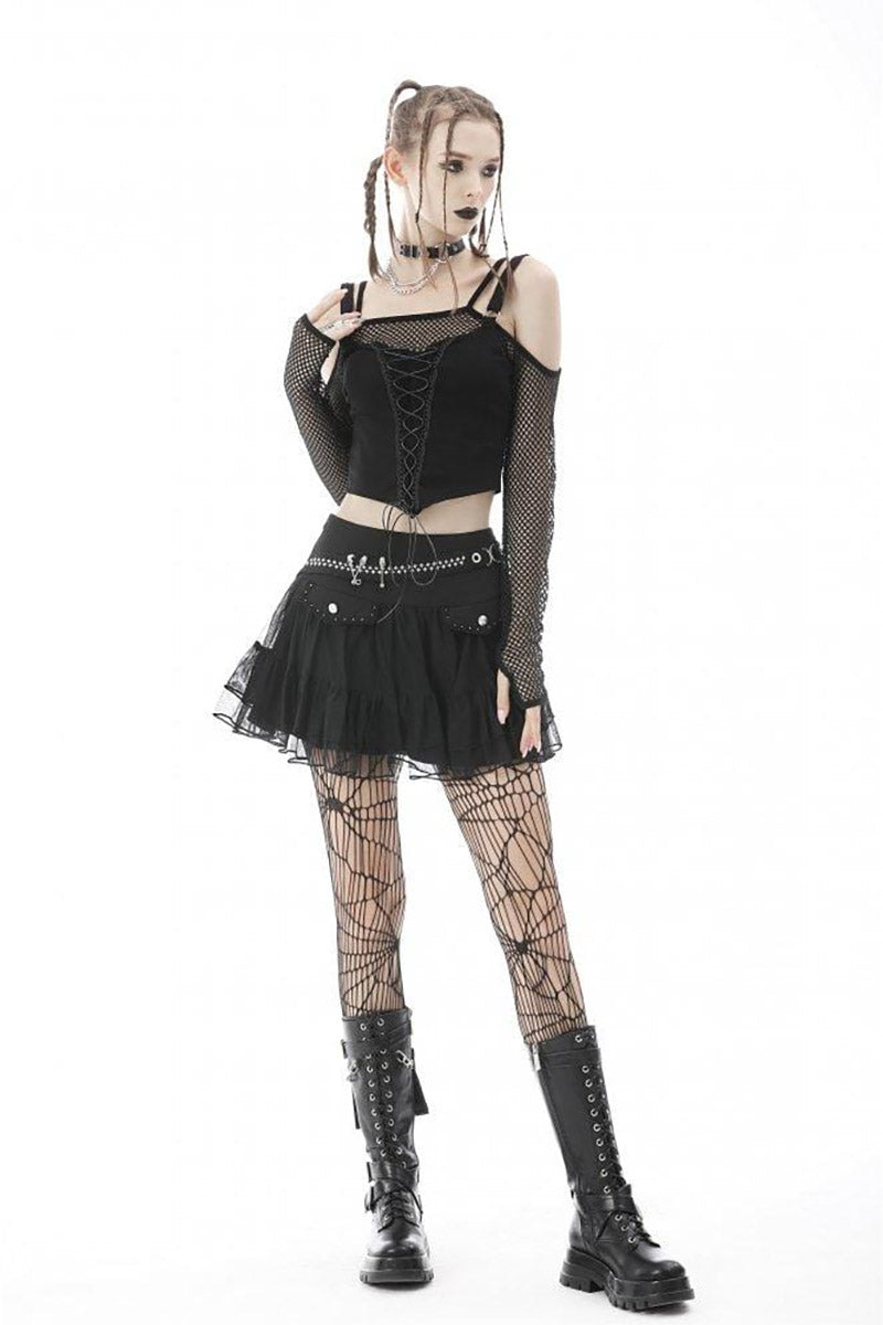 School Skullstice Mesh Mini Skirt