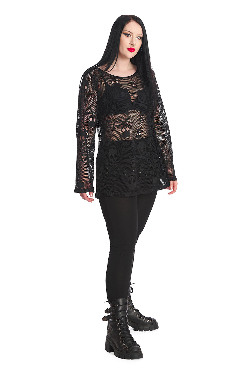 Oversized Skull & Crossbones Net Top