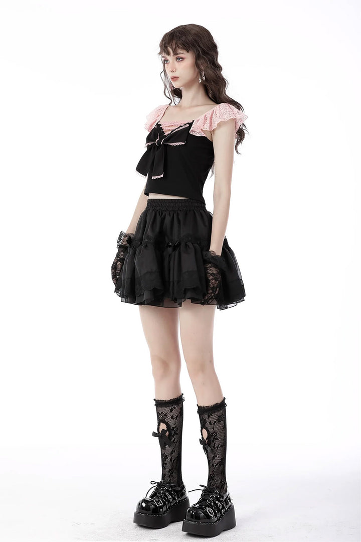Black Cupcakes Ruffle Skirt