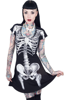 Skeleton White Flare Dress