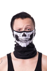 Máscara facial tipo polaina para el cuello con forma de calavera