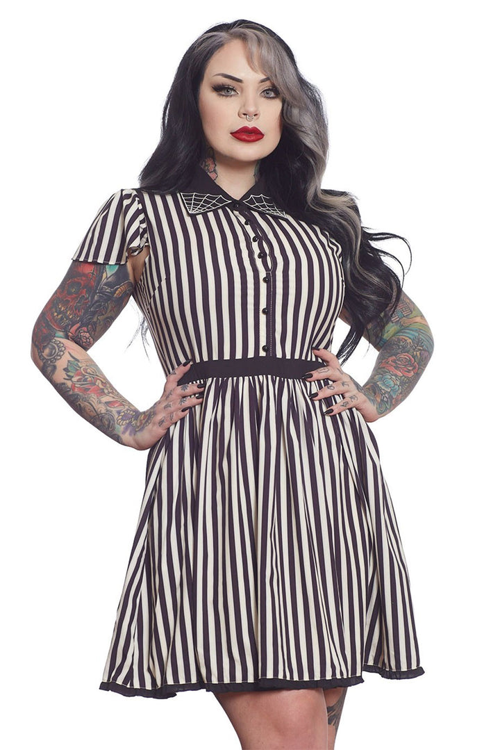 Stripe Lydia Dress [Cream & Black]