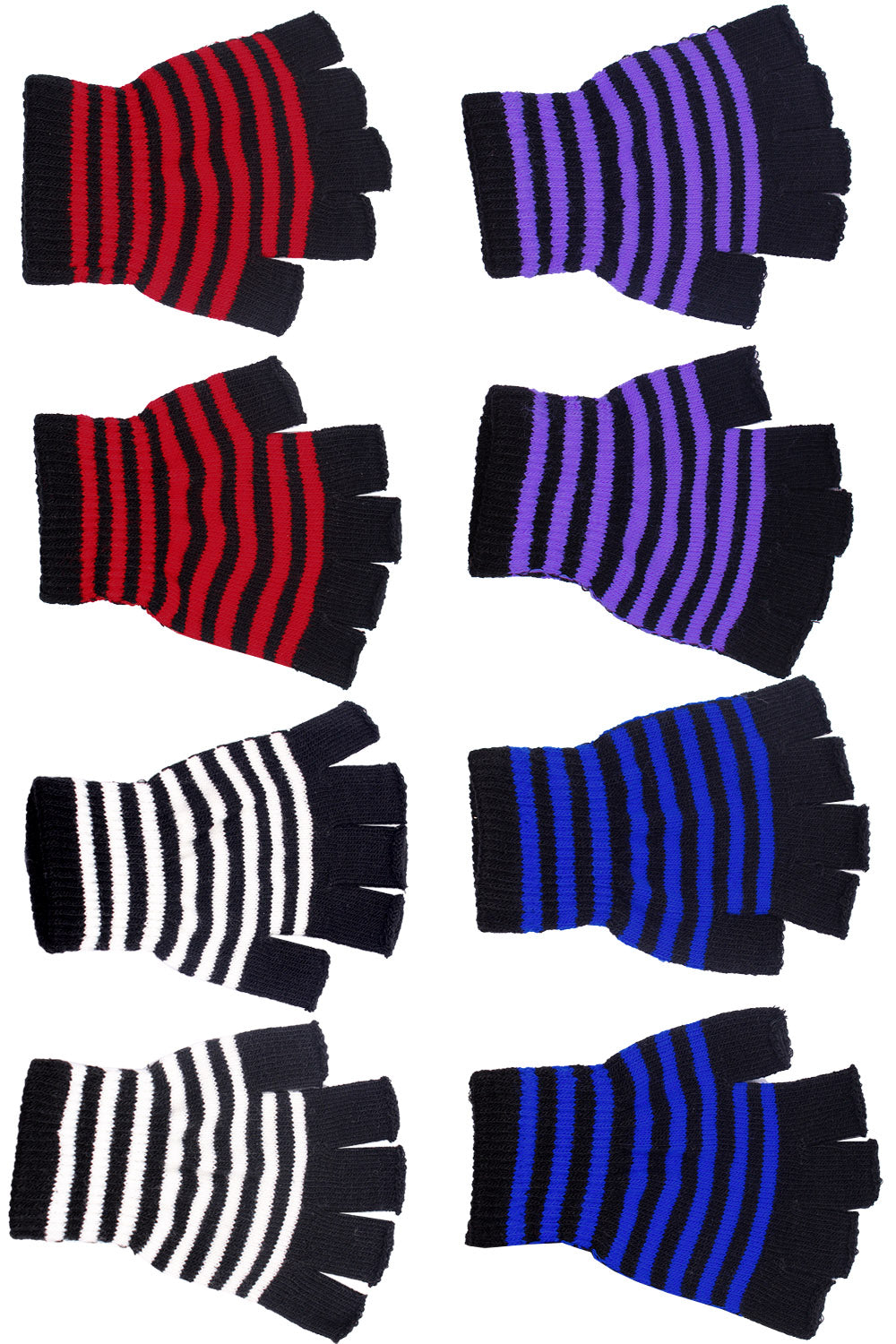 Striped Fingerless Gloves [Multiple Colors Available