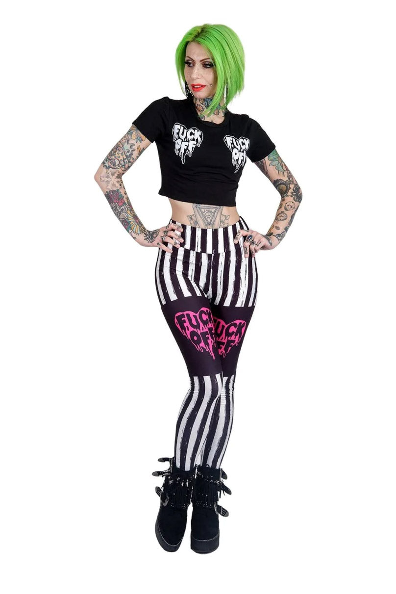 Punk Heart Black & White Striped Leggings – VampireFreaks