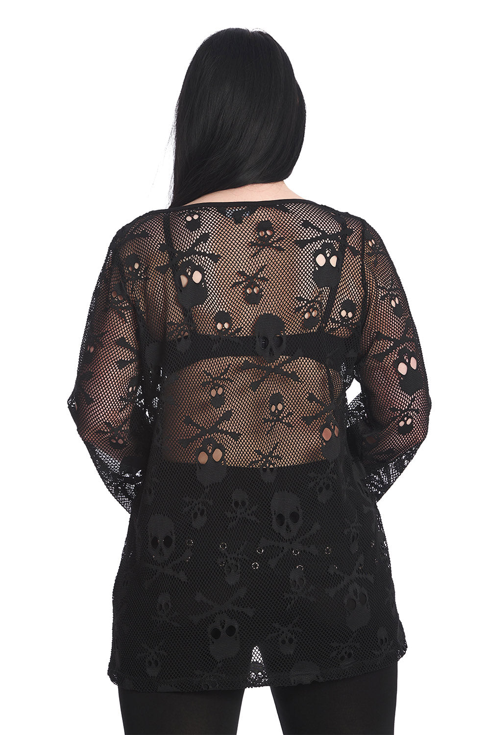 Oversized Skull & Crossbones Net Top