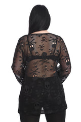 Oversized Skull & Crossbones Net Top