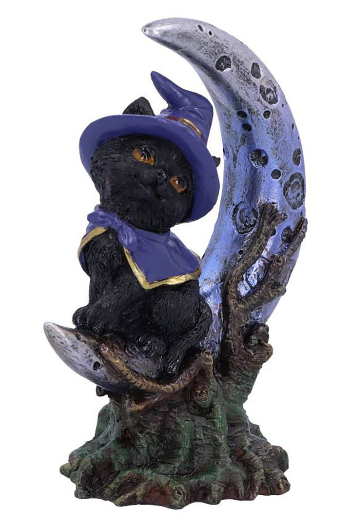 Spooky Witches Familiar Black Cat and Crescent Moon Figurine