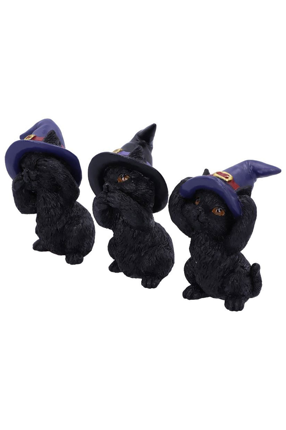 Three Wise Familiars See No Hear No Speak No Evil Black Cats Figurines