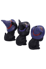 Three Wise Familiars See No Hear No Speak No Evil Black Cats Figurines