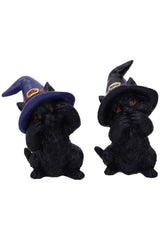 Three Wise Familiars See No Hear No Speak No Evil Black Cats Figurines