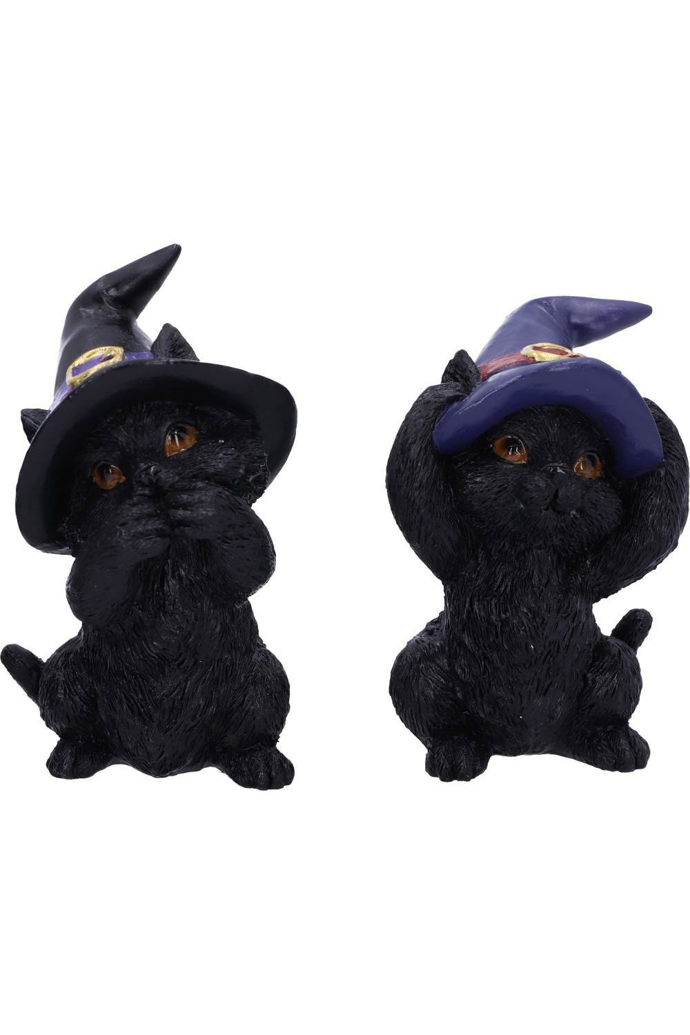 Three Wise Familiars See No Hear No Speak No Evil Black Cats Figurines