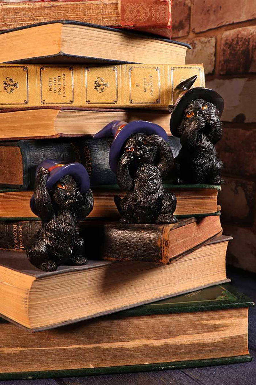 Three Wise Familiars See No Hear No Speak No Evil Black Cats Figurines