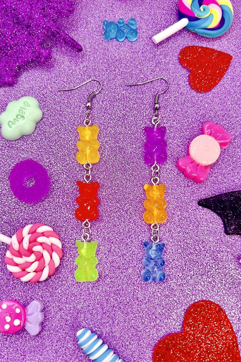 Tentacle Vomit Bear-y Cute Gummy Bear Earrings - VampireFreaks