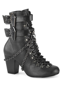 Casket Crush Ankle Boots VIK128 [Black Vegan Leather]