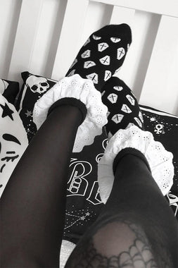 Coffin Lace Trim Ankle Socks