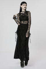 grunge tattered maxi skirt