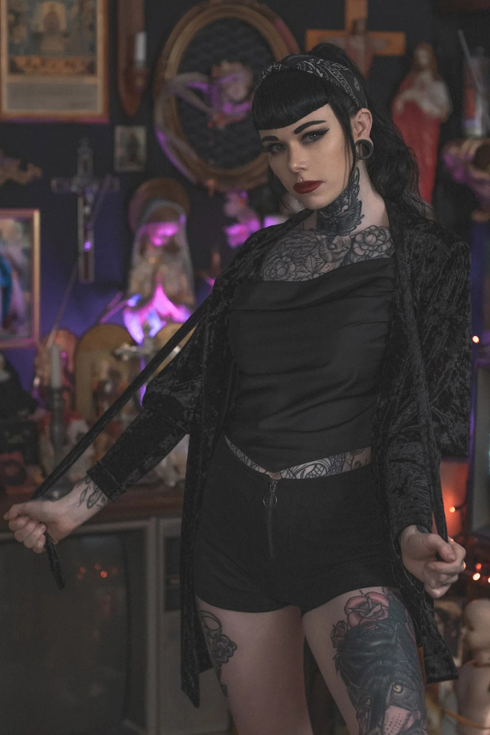 Cárdigan de vampiro vudú [NEGRO]