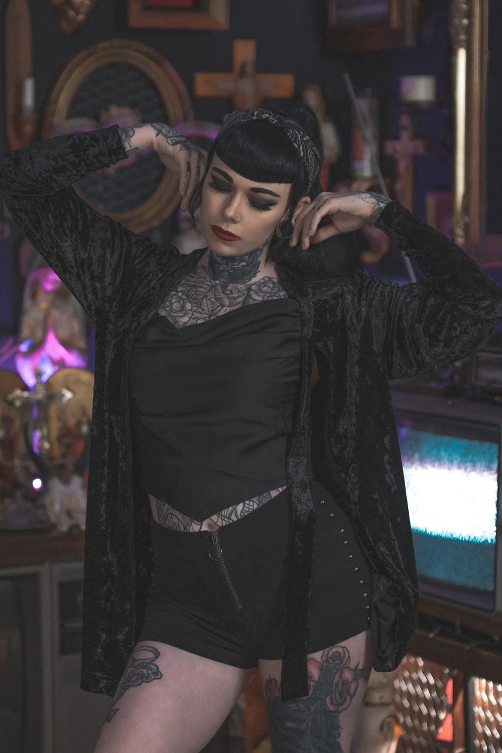 Cárdigan de vampiro vudú [NEGRO]