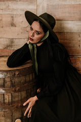 Sombrero con velo [VERDE OLIVA]